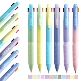 IPURTER 6 Pack 4-in-1 Multicolor Ballpoint Pens, Retractable Colored Pens 0.7mm Fine Point, 12 Assorted Ink Colors, Smooth Writing for Students, Doctors, Journaling, Office Use
