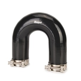 Tucool Racing Tucool Racing Universal 4-Ply Reinforced Silicone 180 Degree U Bend Elbow Coupler Hose, U Shape Hose with T Bolt Clamps 304 Stainless Steel (Black ID 1" (25mm), Ctr Line Distance 2.75" (70mm),4-ply)