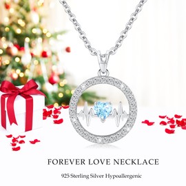 LAVUMO Heartbeat Necklaces for women Sterling Silver Cubic Zirconia Pendant Jewellery Gifts Ideas for Women Wife Girlfriend Mum Christmas Valentine's Day Anniversary Birthday Mothers Day Gifts