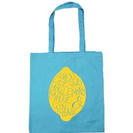 Hippowarehouse when life gives you lemons make gin and tonic Tote Shopping Gym Beach Bag 42cm x38cm, 10 litres