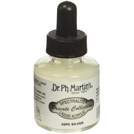 Dr. Ph. Martin's Spectralite Private Collection Liquid Acrylics (35PC) Arcylic Paint Bottle, 1.0 oz, Silver