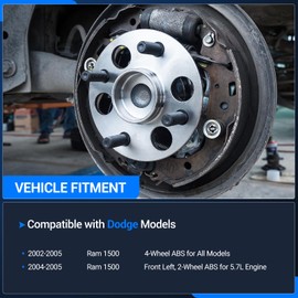 Autoround 515073 Front Wheel Bearing Hub Assembly Compatible with Dodge Ram 1500 2002 2003 2004 2005, 5 Lug w/ABS