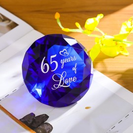 65th Anniversary Diamond Keepsake Wedding Gifts for Couples 65 Years of Love Sapphire Romantic Marriage Ideas for Her Wife Parents K9 Crystal Home Ornament