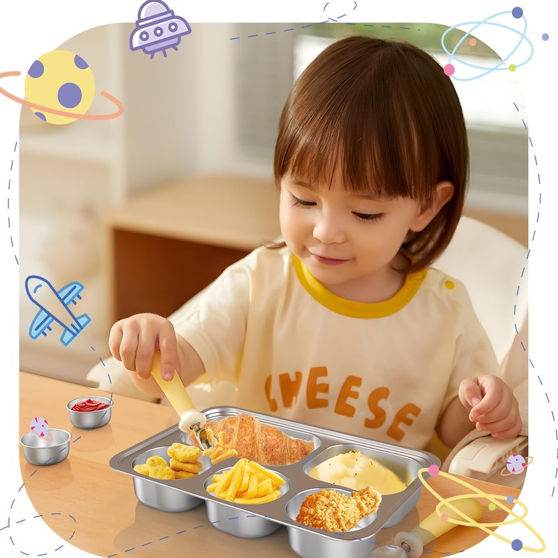 Bakpoco - Placa dividida de acero inoxidable para niños pequeños,