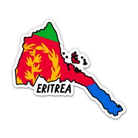 Squiddy Eritrea Map with Flag - Vinyl Sticker for Car, Laptop, Notebook - 5"