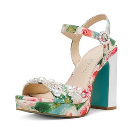 Betsey Johnson Women's Avian Heeled Sandal, Rose Multi, 6.5