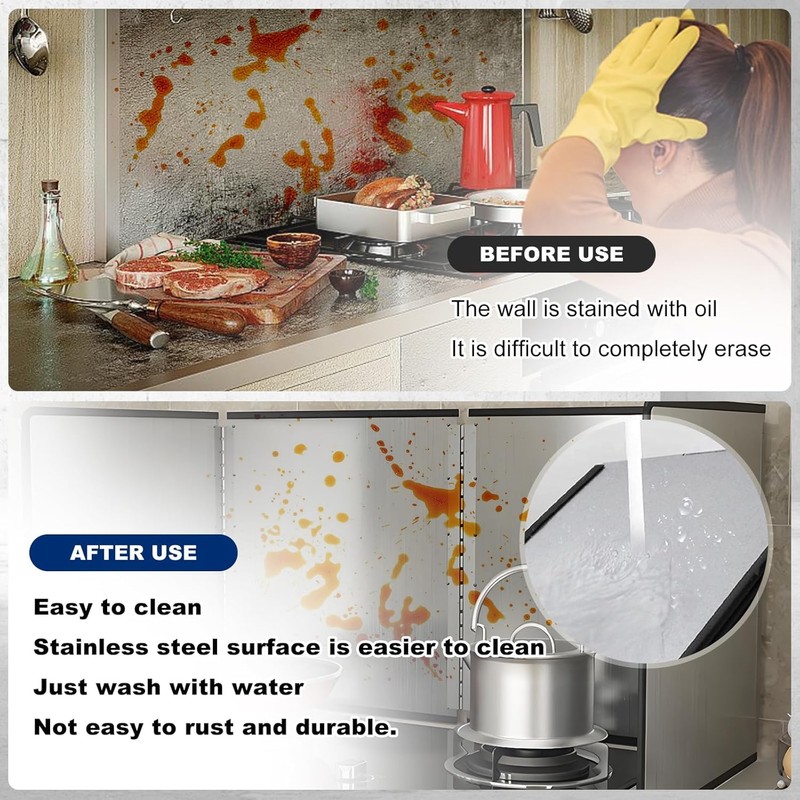 KOBSAINF 4 Sided Splatter Guard,Foldable Stainless Steel Oil Splatter Screens