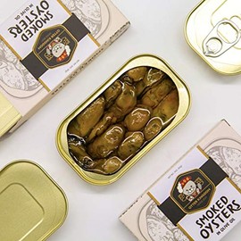 Otter Kingdom Premium Smoked Oysters in Pure Olive Oil, 3-Ounce Cans (Pack of 12)