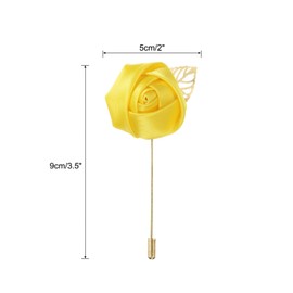 MECCANIXITY 20 Pcs Groom Boutonnieres Rose Boutonnieres Pins 2"x3.5" for Men Wedding Ceremony Anniversary Formal Dinner Party Suit Decoration Yellow
