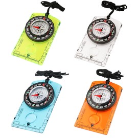 Haoledy Pack of 4 Compass Children's Outdoor Mini Compass Pendant with Engraving, Scout Equipment, Children's Compass, Marching Compass for Trekking, Camping, Hiking, Cycling, Outdoor Adventures