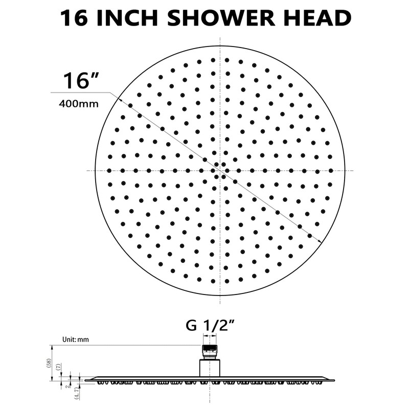 BSTIIU Gold Rain Shower Head, 16 Inch High Pressure Shower
