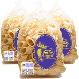 Maestri Pastai, Gourmet Calamari Italian Pasta (Italian Calamarata Pasta) (Pack of 3), Special "Series 42", Premium Quality Imported from Mercato San Severino, Italy, 17.66 oz (1.1 lbs) (each)