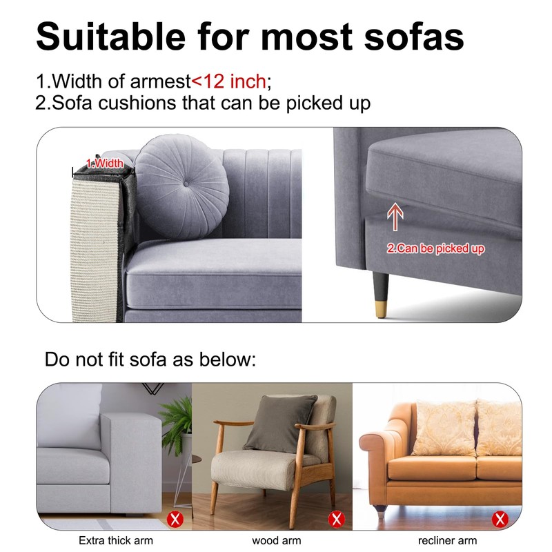 Upgraded Cat Scratch Furniture Couch Protector with Natural Sisal for