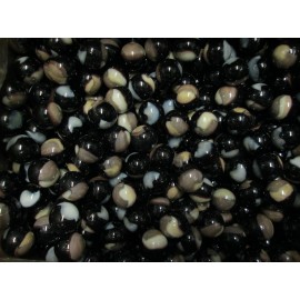 MARBLES 2 POUNDS 7/8" BLACK & WHITE / TAN PATCH MARBLE KING MARBLES
