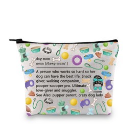 PLITI Dog Mom Makeup Bag Funny Dog Lover Gifts for Women Dog Owner Pet Lover Fur Mama Cosmetic Bag Crazy Dog Lady Gift (Definition Dog mom bagU)