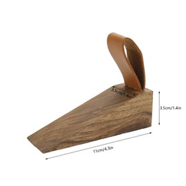 KUMGROT 2pcs Walnut Wood Door Stopper Non-Slip Door Stops Wedges Sturdy Stackable Door Stops with Leather Band for Hanging 11×3.5×3.5cm/4.3×1.4×1.4in
