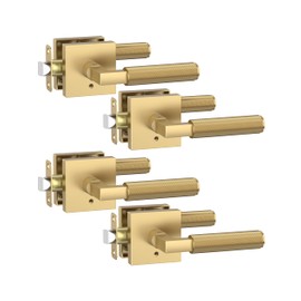 Asidrama 4 Pack Champagne Bronze Privacy Door Handles, Door Lever with Door Knobs Indoor for Bedroom or Bathroom, Heavy Duty Door Handles Interior with Locks for Left Right Sided Doors