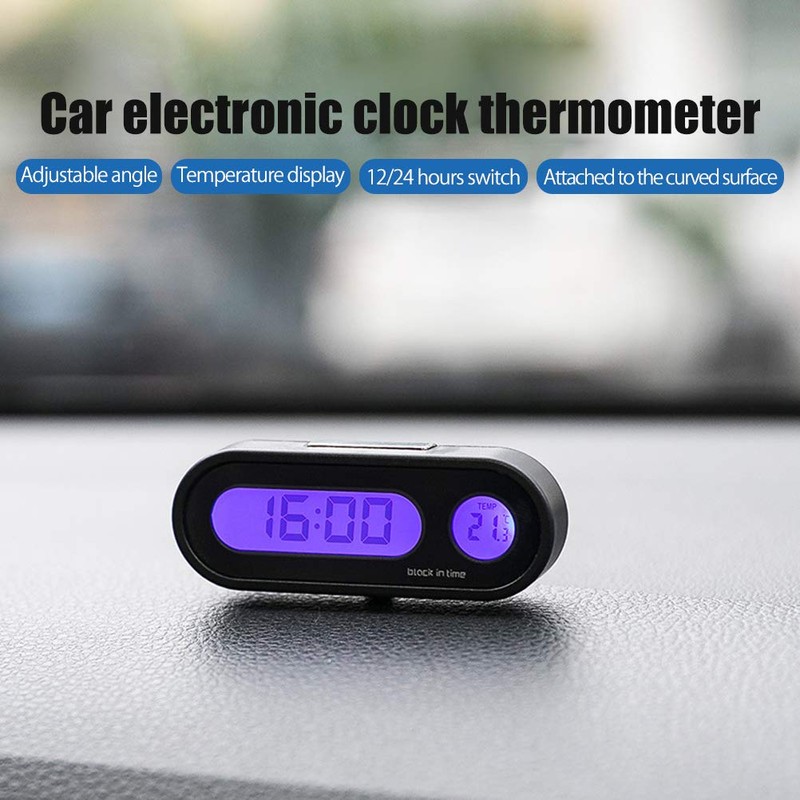 Car Clock Thermometer LED Backlight 2 in 1 Dashboard Clock