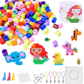 Large 10 mm Ironing Beads Set, 1200 Pieces XL Beads with Plates, 12 Patterns and Ironing Paper, 14 Colourful Colours, XL Ironing Beads, Plug-In Beads Set for Birthday, Christmas, Gift, DIY, Children