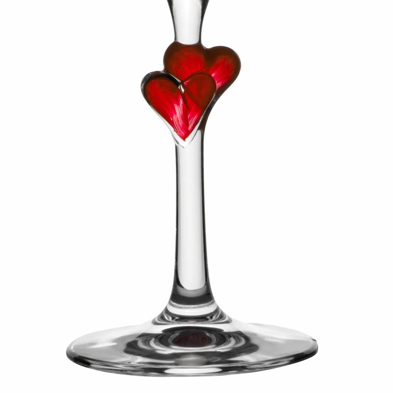 4youDesign Red Hearts Stem Champagne Flute - Engraved Name -