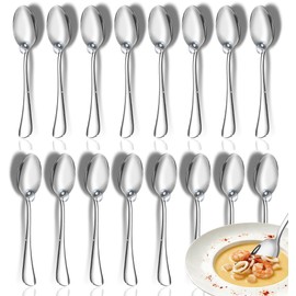 12 Pcs Tablespoons Set, Top Food Grade Stainless Steel Spoons Silverware Set, Dessert Spoons, Mirror Finish & Dishwasher Safe