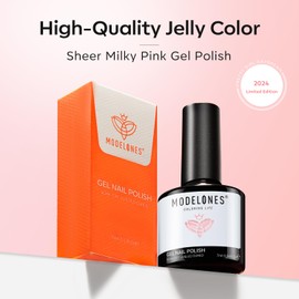 modelones Jelly Gel Nail Polish, 15 ML Neutral Sheer Milky White Nude Pink Gel Polish Translucent Soak off LED Nail Gel DIY Manicure 2024 New Nail Trend Nail Polish Gift for Girls Women