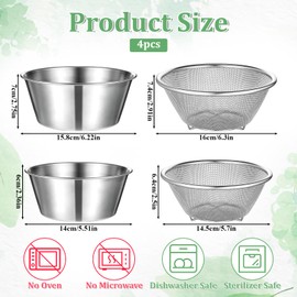 4 Pcs Mini Colander Food Strainer 304 Stainless Steel Fine Mesh Colander