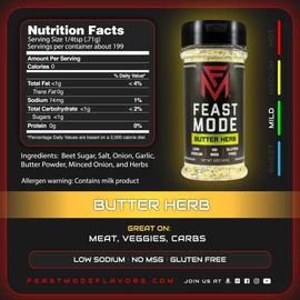 Feast Mode Flavors | BBQ Butter Pack | 2 count | 5oz seasonings | Butter Herb | Bloody Mary BBQ | meal prep seasoning, low sodium, no msg, gluten free, low calorie, no artificial fillers, healthy flavoring