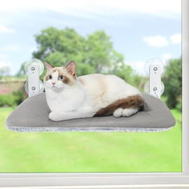 GUUSII HOME Cat Hammock Window Lounger Window Cat Bed Cat Hammock Foldable Window Seats Window Hammock Cat Lounger Cat Hammock Holds up to 25 kg (Grey, S)