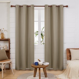 Deconovo Grommet Blackout Curtains for Living Room, Room Darkening Thermal Insulated Window Curtain, Khaki,42x108-inch,1 Panel