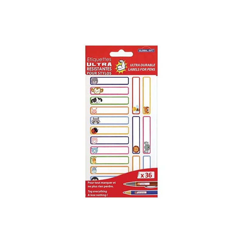 Global Gift 36 Plastic Labels - Small Animals - Extra