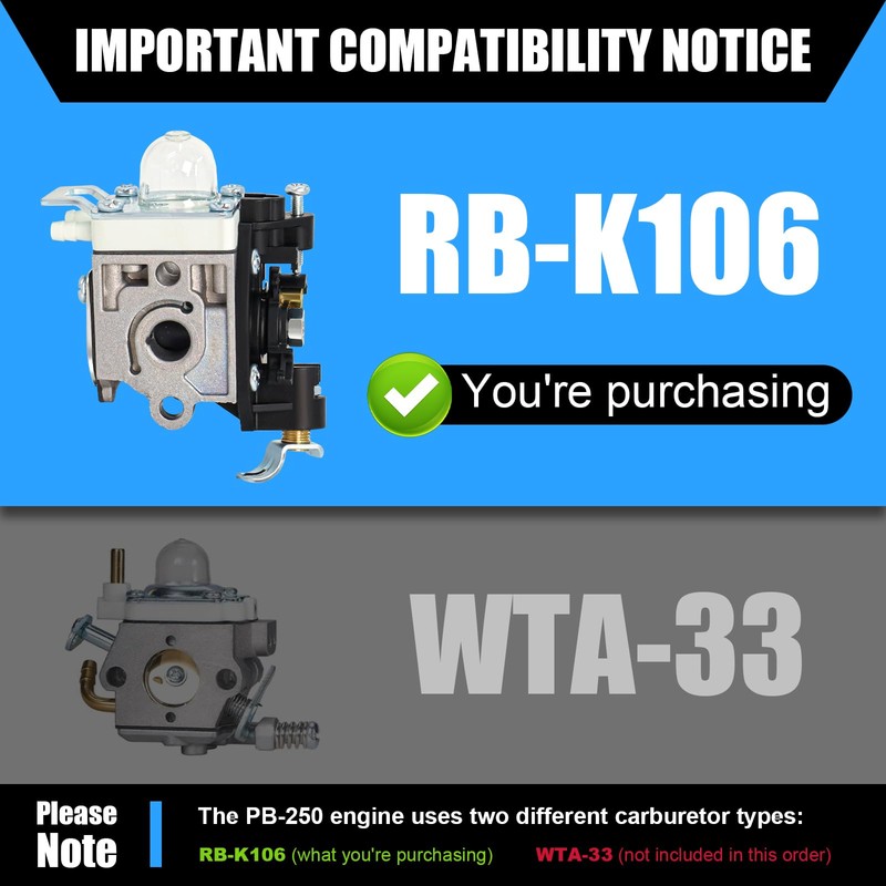 Podoy PB250 Carburetor Compatible with Echo PB-250 PB-250LN ES-250 RB-K106