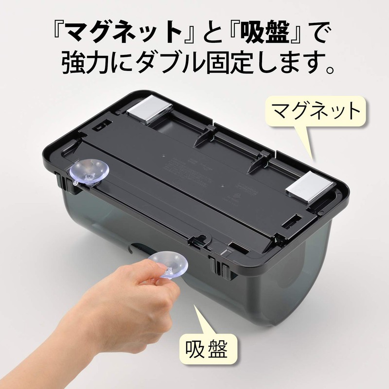 Inomata-k 0342 Kitchen Paper Holder, Clear Black, Width 11.7 x