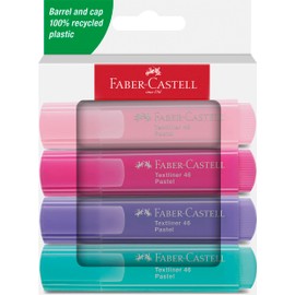 Faber-Castell 254654 - Pack of 4 Textliner Highlighters 1546 - Pastel Shades