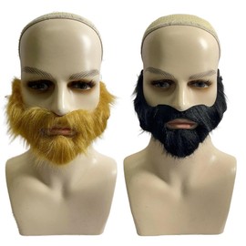 Harilla Fake Short Beard Morpus Dress Performance Moustache for Holiday Stage Performance - Black