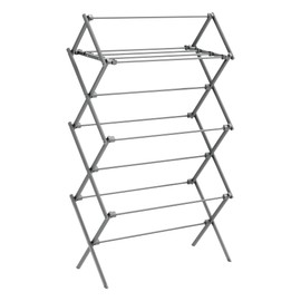 SONGMICS Foldable Clothes Drying Rack, Laundry Drying Rack, Clothes Airer, Steel Frame, 14.6 x 29.5 x 53.2 Inches, Easy Assembly, Indoor Outdoor Use, Gray ULLR770G01