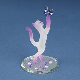 Glass Baron Princess Cat with Butterfly Figurine