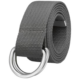 Canvas Web Belt Metal Double D Ring Buckle for Men Women Casual Cloth Military Style Belt 1 1/2" Wide Dark Grey XXL