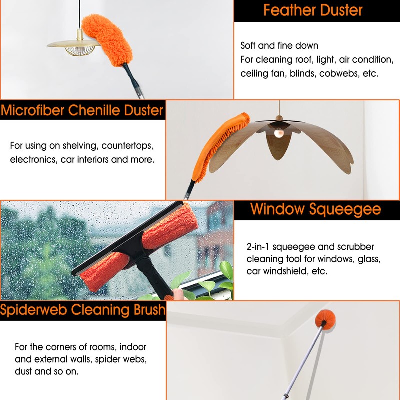Buyplus 26FT Reach Dusting Kit, Long Duster with 5-20FT Extension