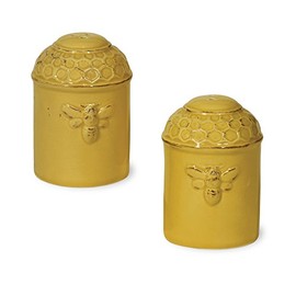 Boston International Embossed Ceramic Salt and Pepper Shakers, 2-Piece Set, Honeycomb,JC16117