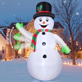 7 FT Inflatable Snowman with Shakable Hand, Blow up Snowman Inflatable Outdoor Christmas Decorations with Built-in LED Lightscolor: Snowman, size: Large