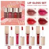 Lip Tint,4 Stück Glitzer Lipgloss Set,Klarer Lipgloss Feuchtigkeitsspendendes Lippenglühöl,Klare Aufpolsternde
