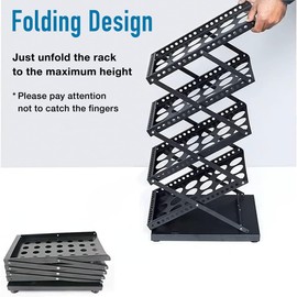 Japard Folding Magazine Stand Rack Literature Catalog Brochure Holder Display Stand 4 Pockets Foldable Portable for Office Tradeshow Exhibition Black