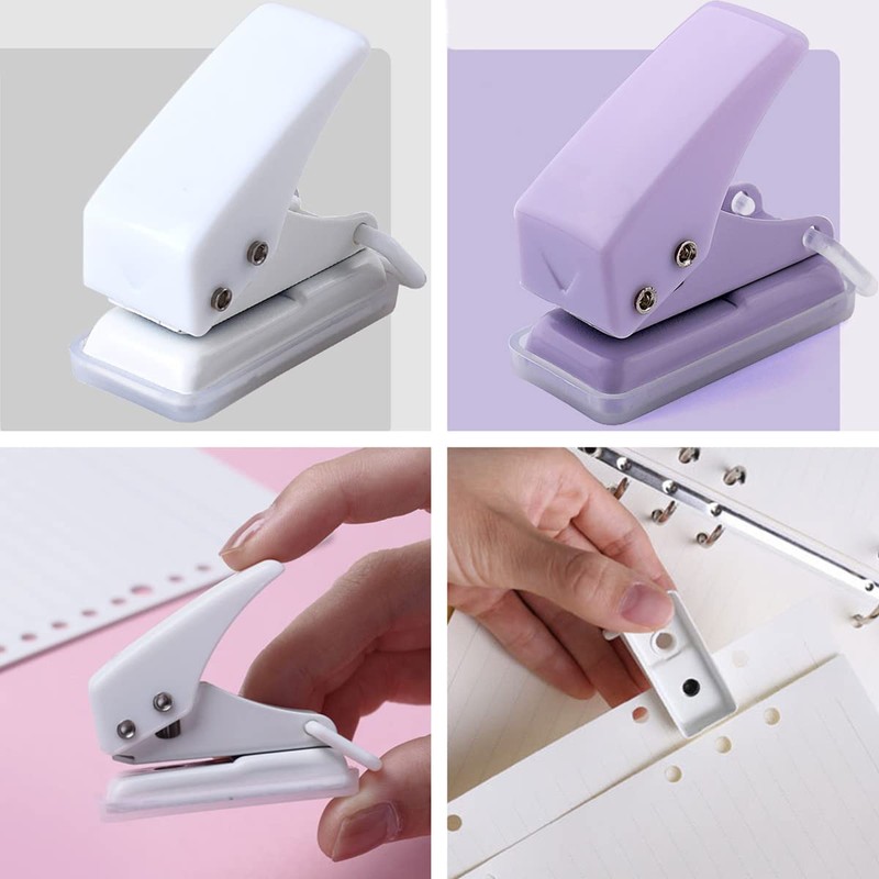 Morices Mini White Hole Punch with 20 Pcs Colorful Loose-Leaf