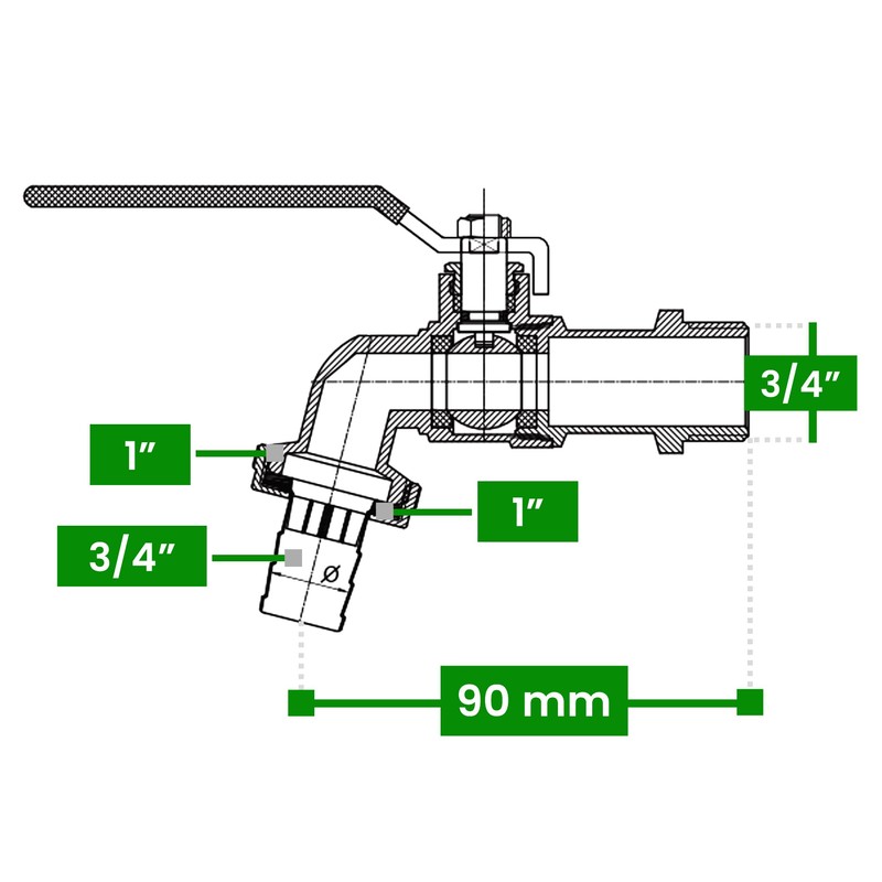 Bradas 3684 Outlet Ball Valve 1/2 Inch Male Thread Hose