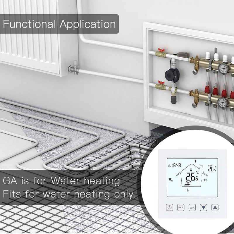 Wengart Underfloor Heating Thermostat with Touchscreen for Water Underfloor Heating