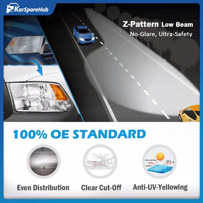 karsparehub Chrome Headlights For 2009-2018 Dodge Ram 1500 2500 3500
