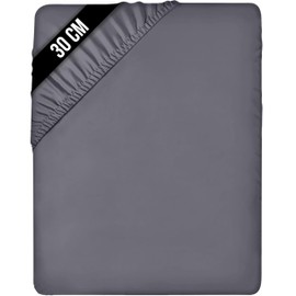 Utopia Bedding, Fitted Sheet, Brushed Polyester Microfibre Fitted Sheet, 30 cm Deep Pocket, 180 x 200 cm, Grey