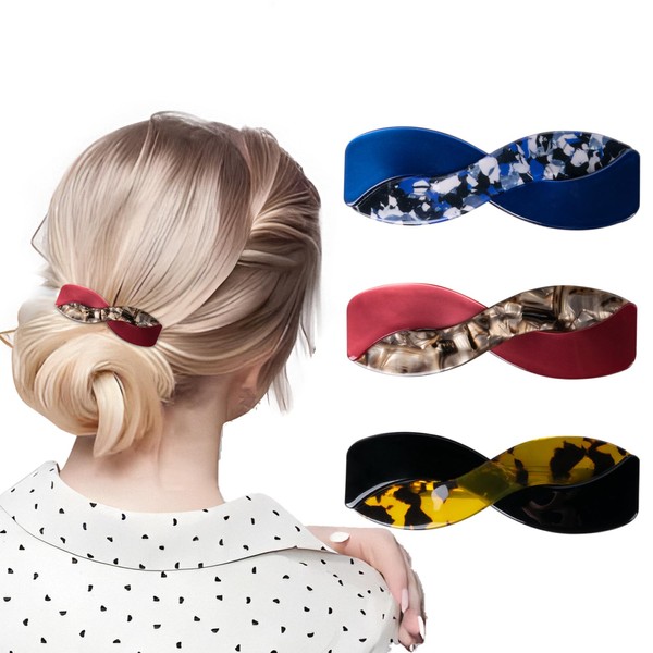 Dalababa 3 Pack Women Acetate French Vintage Hair Clips Hair Accessories for Women Girls Thick Hair