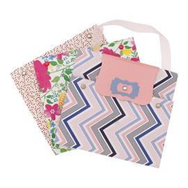 Set de Bolsas de Regalo Decorativas, Diseño Chevron Rosa y Azul, 17,8 x 20 x 5 cm, con Tarjetas Florales y Corazones (Geometrico)